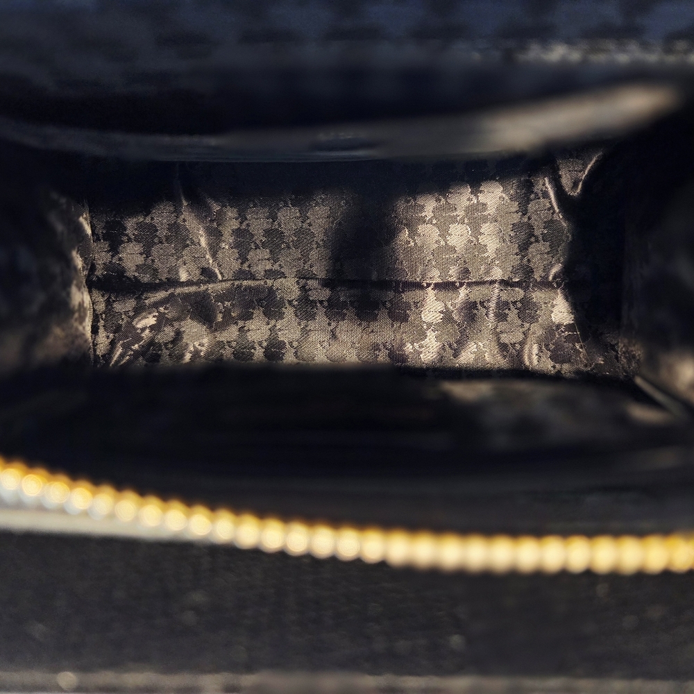 Karl Lagerfeld Black Saffiano Leather Satchel Crossbody with Gold Hardware - Picture 11 of 13